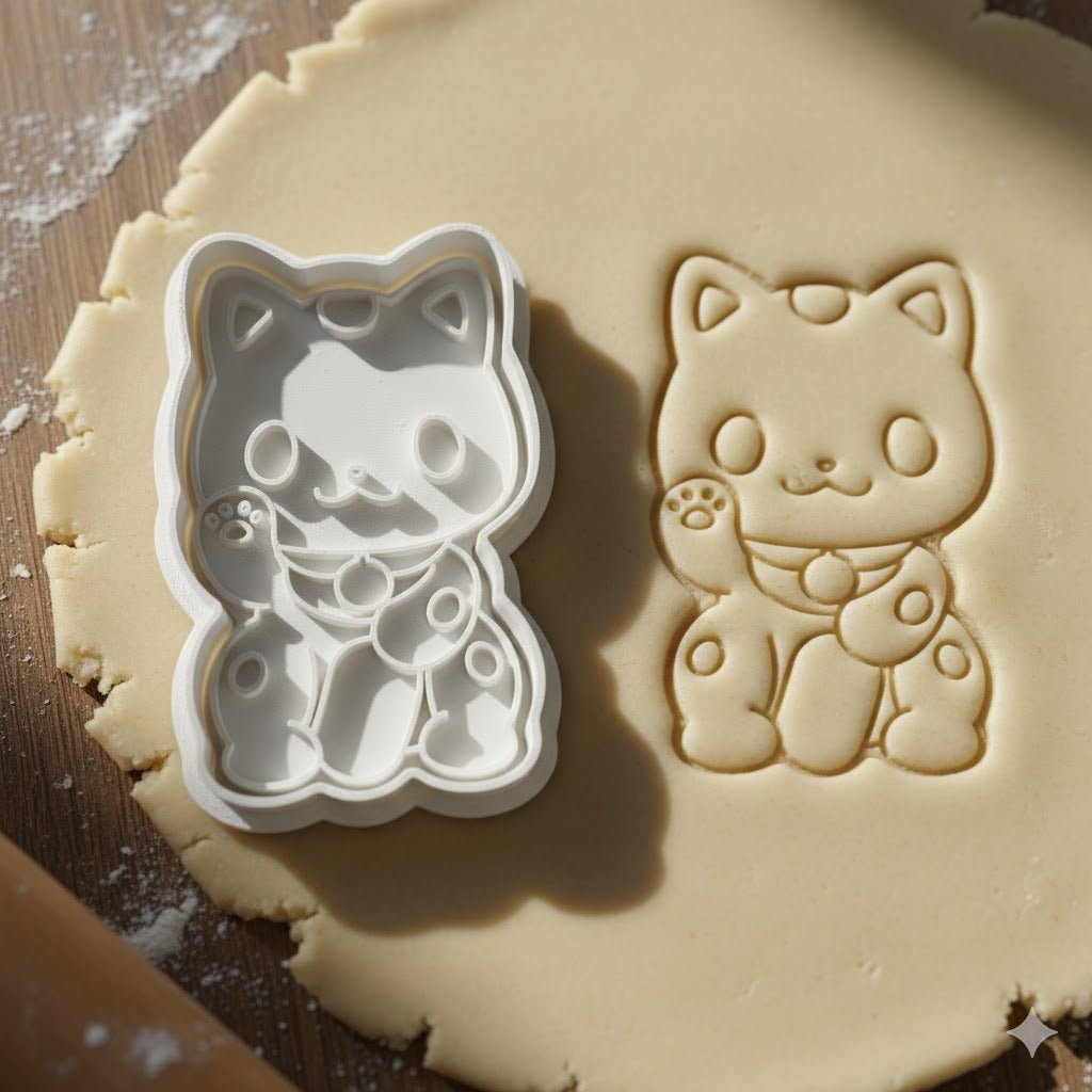 Emporte-Pièce Chat Maneki Neko - Chat Porte-Bonheur Japonais pour Biscuits