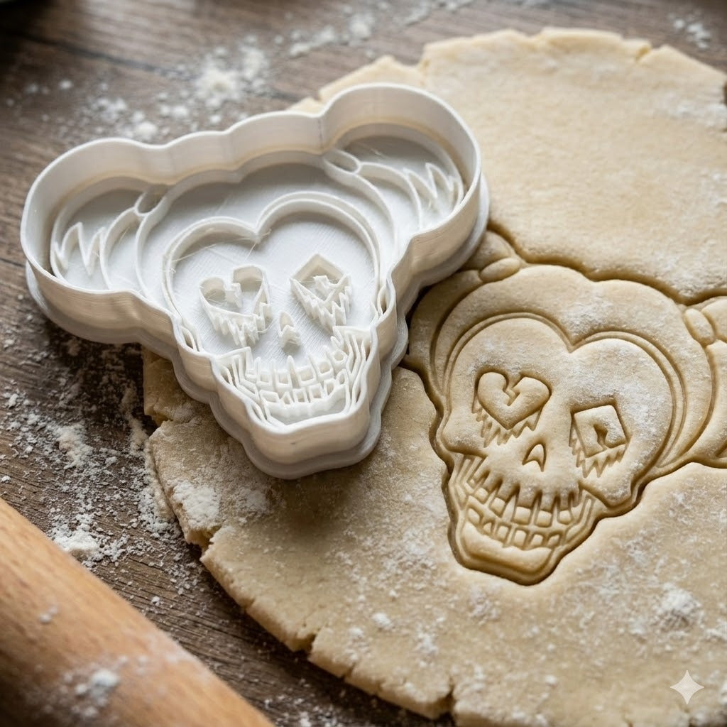 Emporte-pièce Harley Quinn - Crâne avec Cœurs