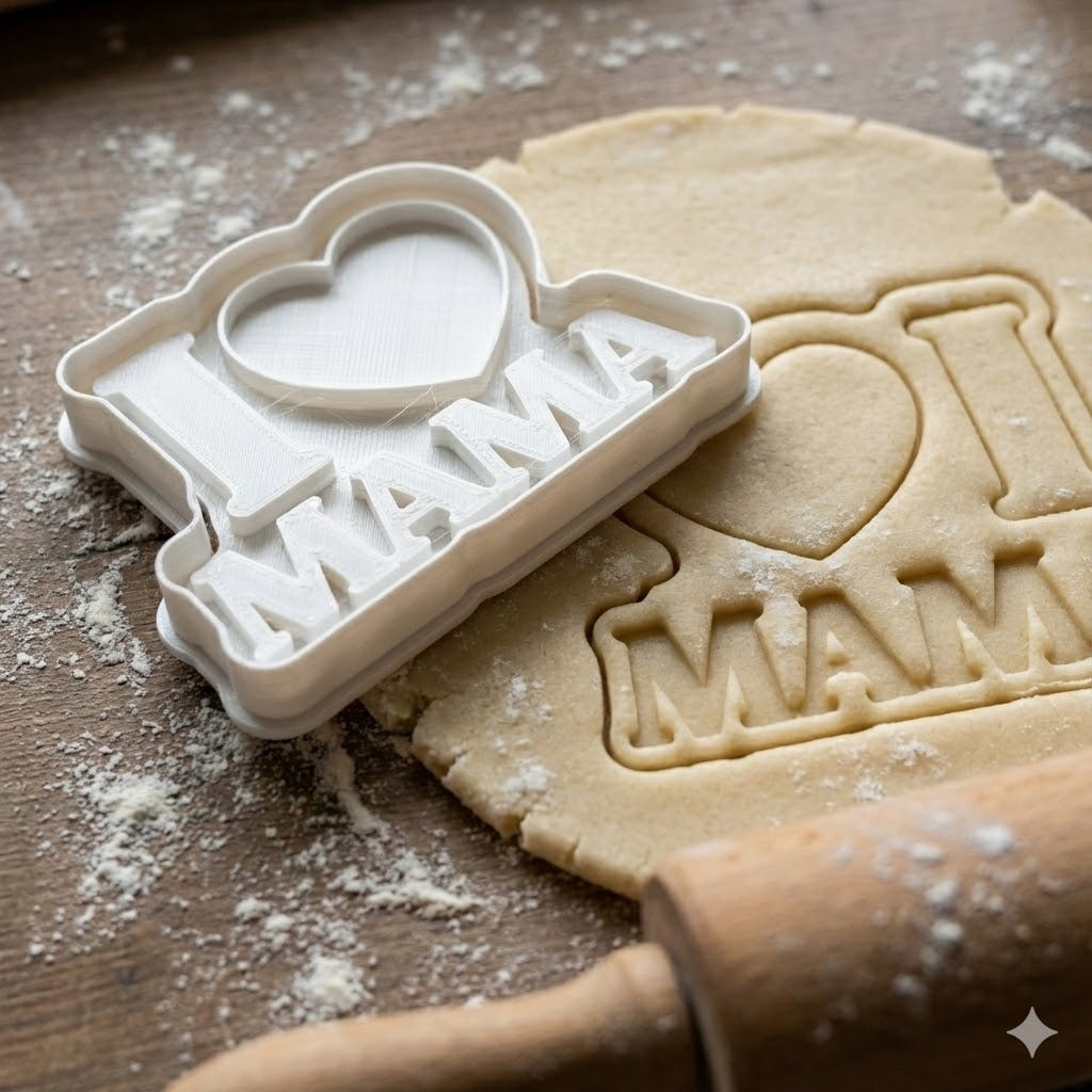 Emporte-Pièce I Love Mama - Cœur et Texte - Pâtisserie Fête des Mères