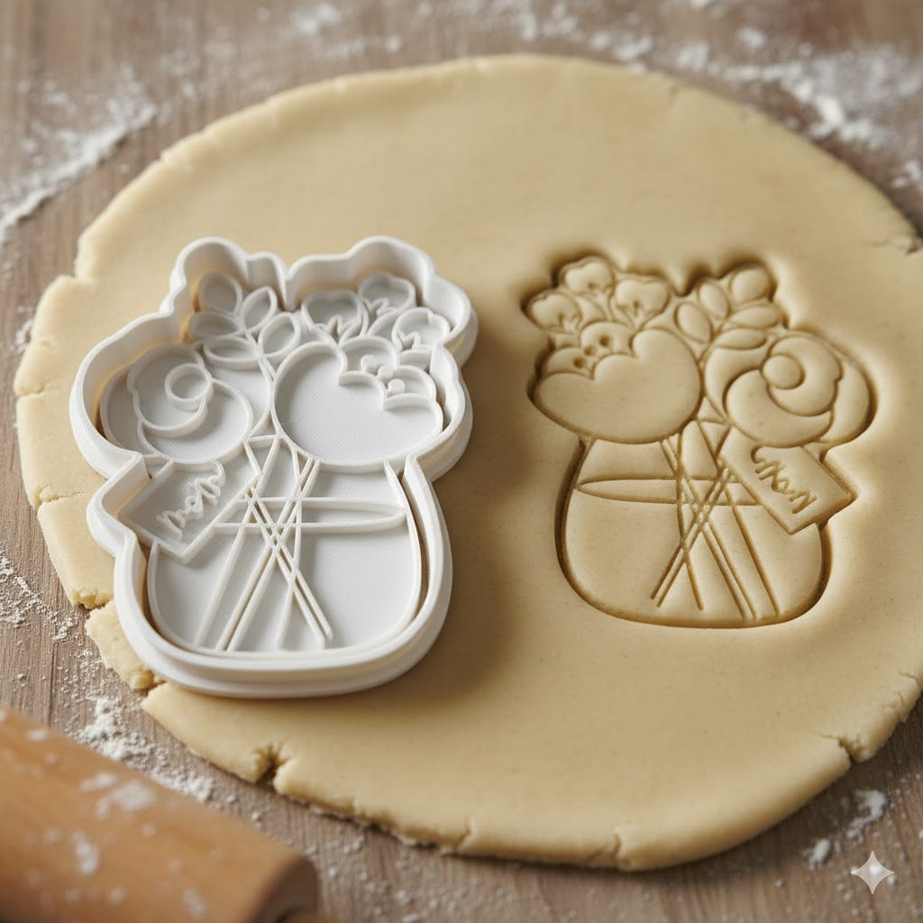 Emporte-pièce Vase de Fleurs Mom - Découpoir Biscuit Fête des Mères