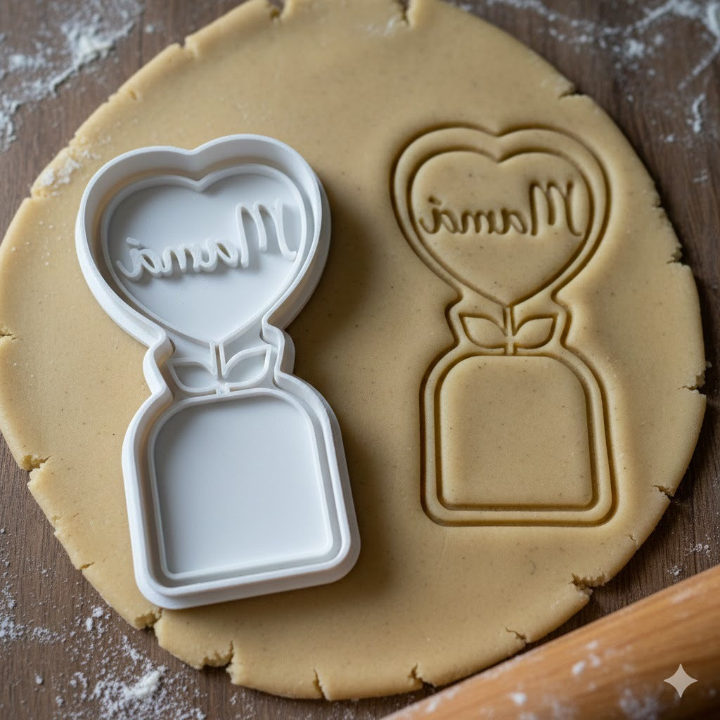 Emporte-Pièce Cœur Mama avec Pot de Fleurs - Décoration Pâtisserie Fête des Mères
