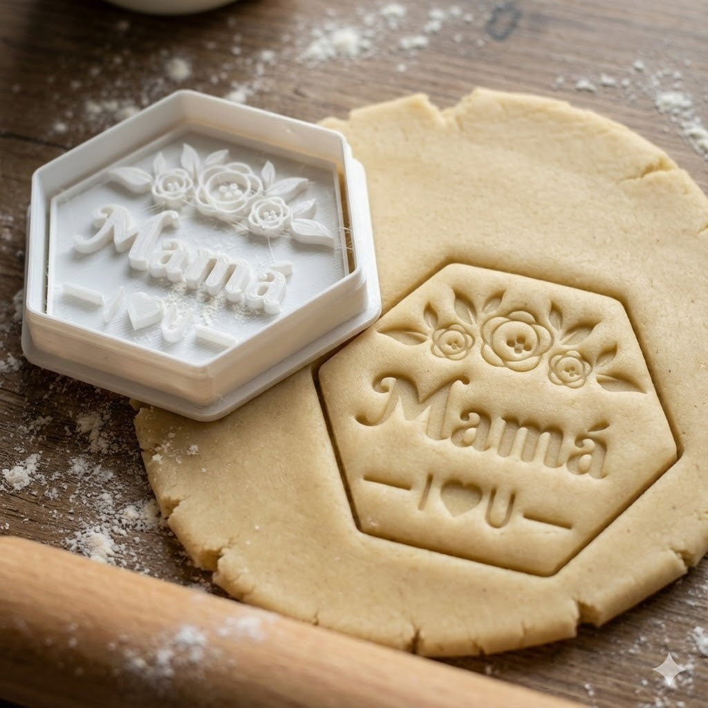 Emporte-pièce Mama Hexagone avec Fleurs - Personnalisé Fête des Mères