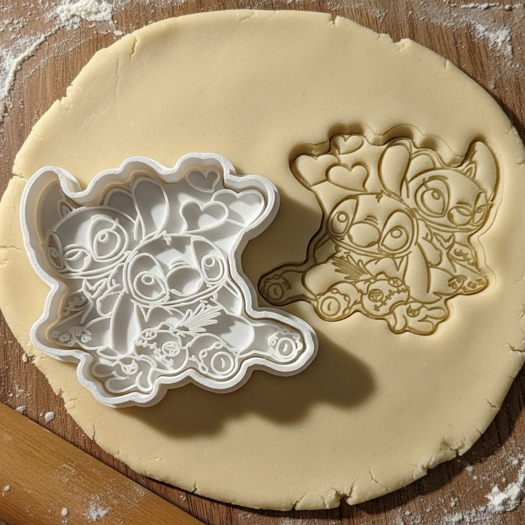 Emporte-pièce Stitch et Angel - Duo Kawaii pour Cookies et Biscuits