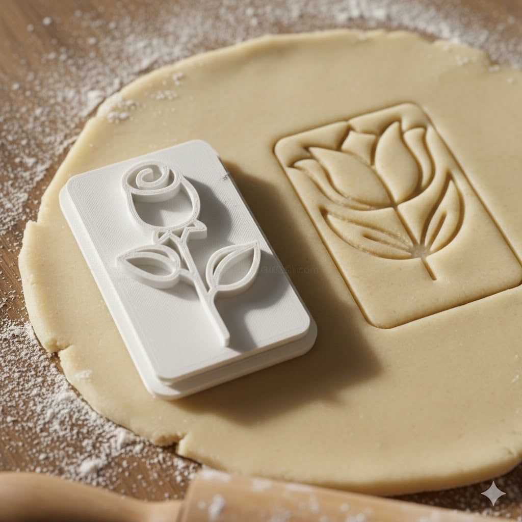 Emporte-Pièce Rose - Tampon Fleur pour Pâtisserie et Biscuits