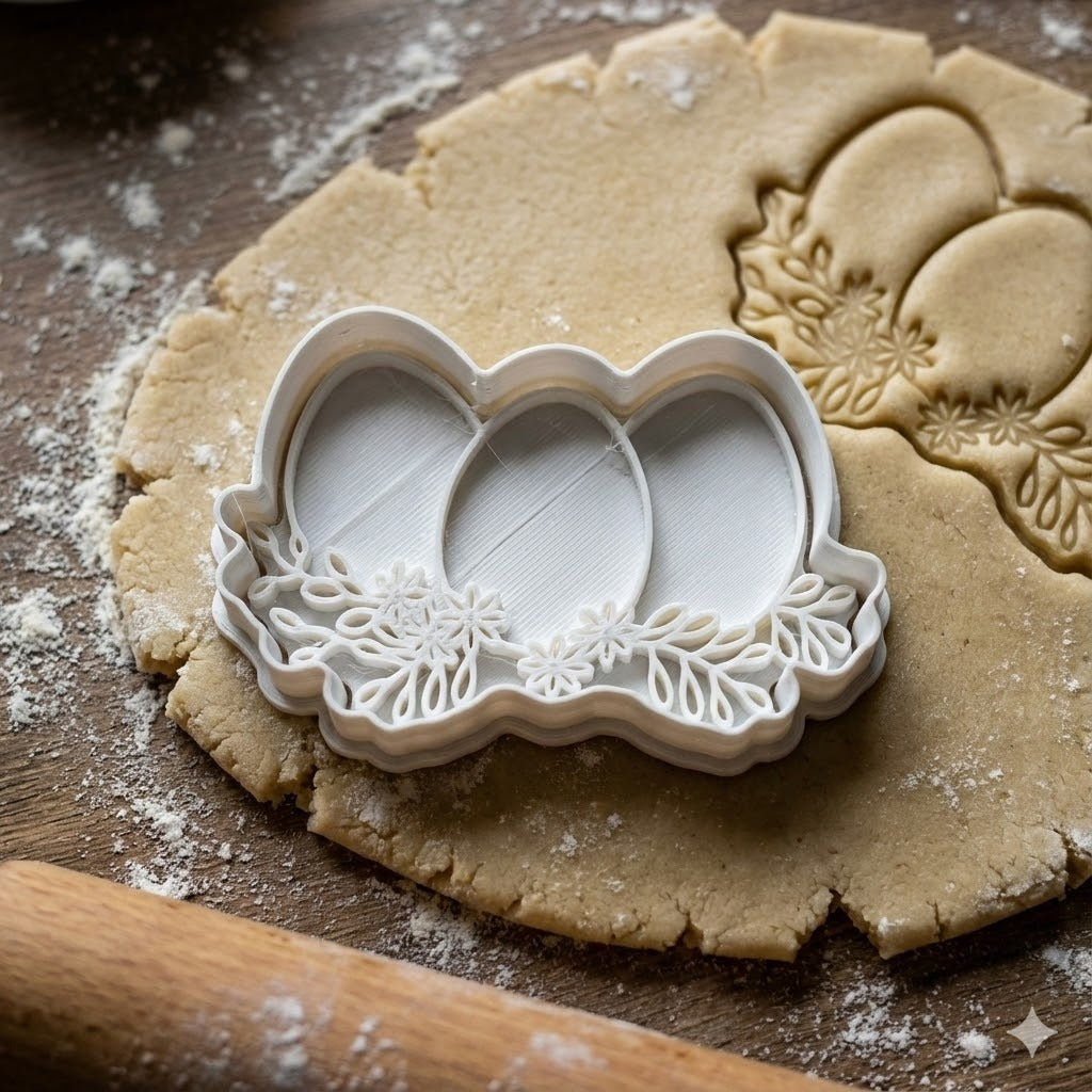 Emporte-Pièce Œufs de Pâques avec Fleurs - Décoration Florale Élégante