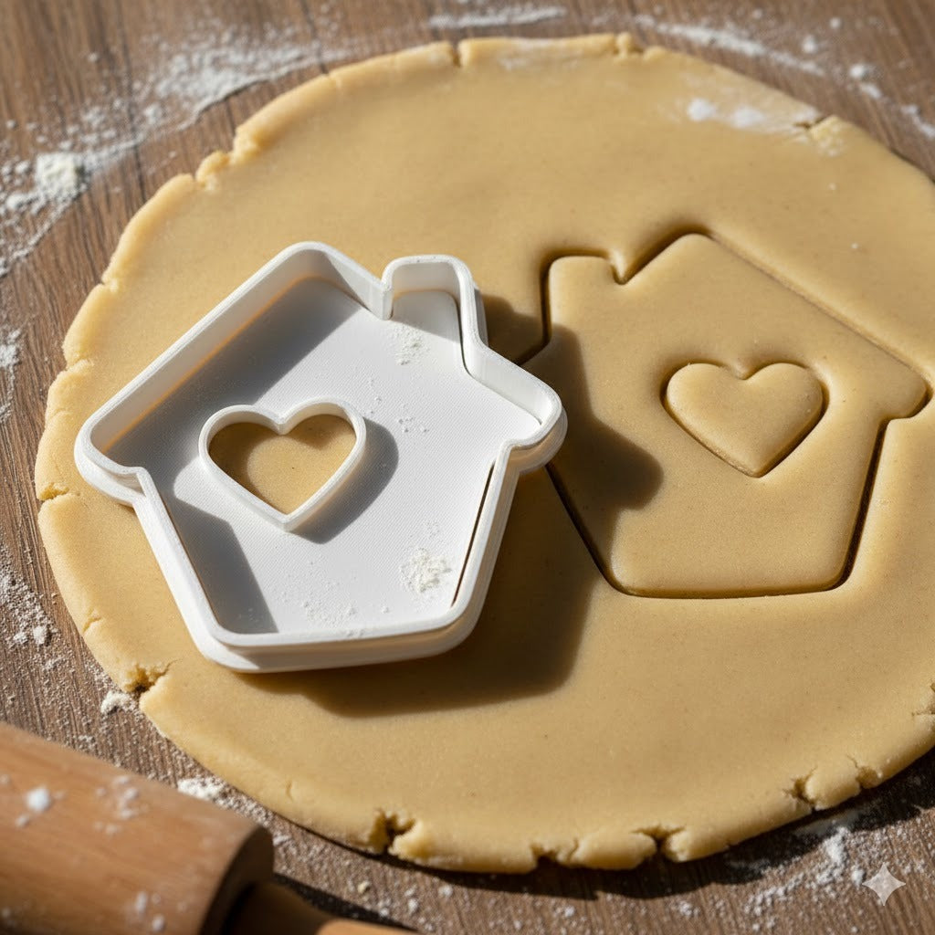 Emporte-Pièce Maison avec Cœur - Découpoir Pâtisserie Biscuit Cookie Cutter