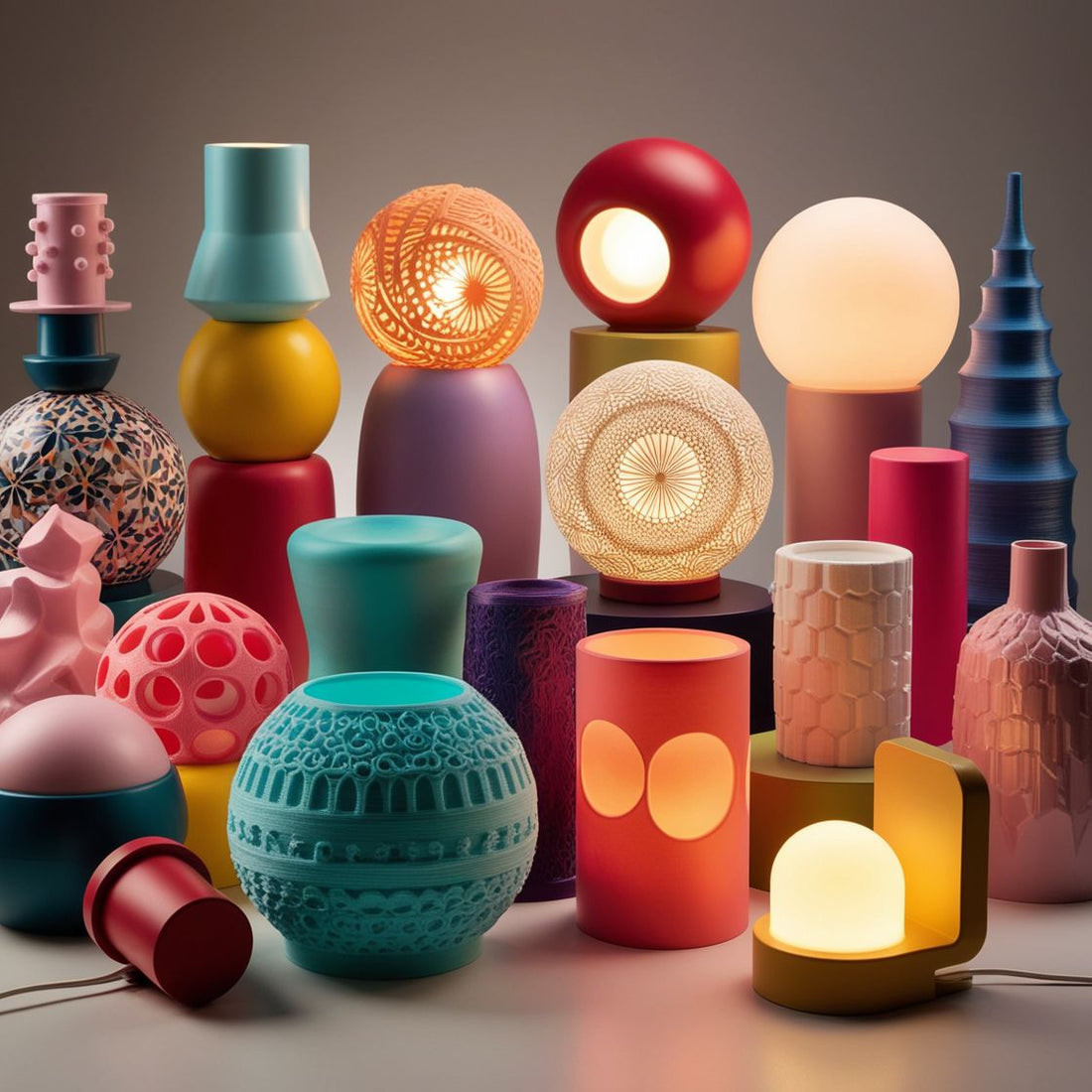 Des lampes de nuit de diverses figures et couleurs facilement produites avec des imprimantes 3D