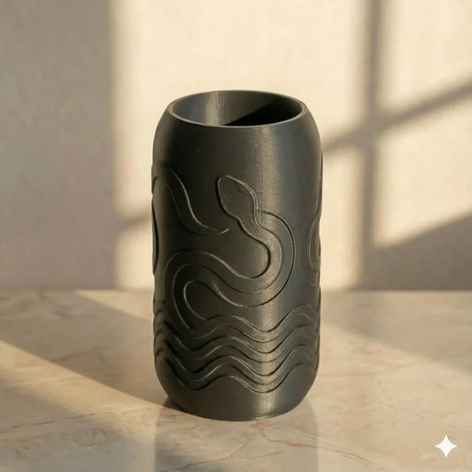 Vase, pot décoratif – Motif serpent noir