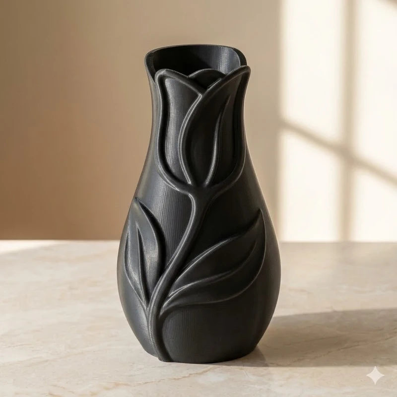 Vase, pot décoratif – Motif Tulipe Noire Design 3D