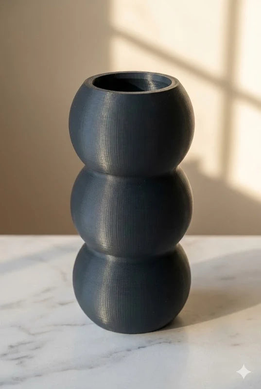 Vase, pot décoratif – Design moderne forme bulles noir mat