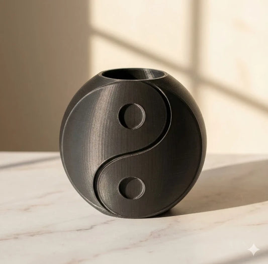 Vase, pot décoratif – Sphère noire motif Yin Yang design zen