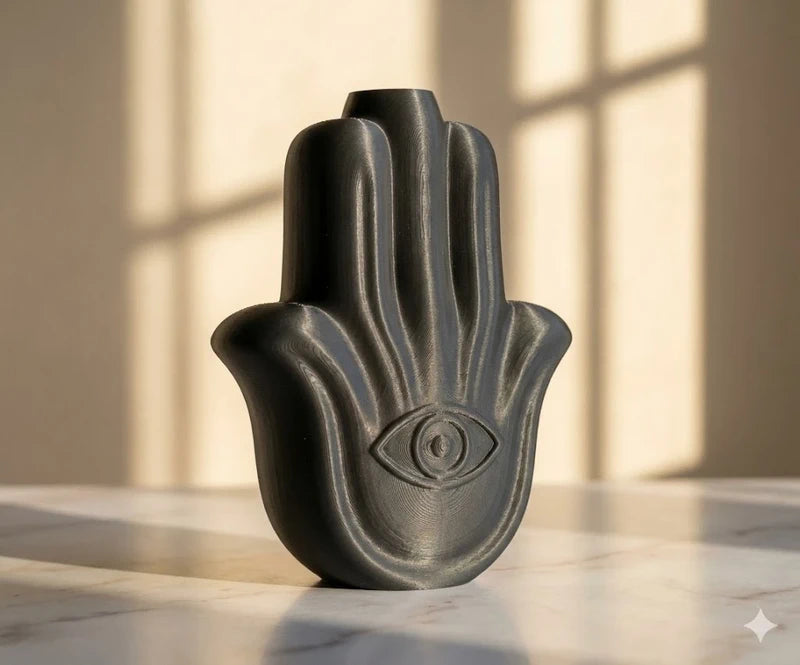 Vase, pot décoratif – Main de Fatma Hamsa noire