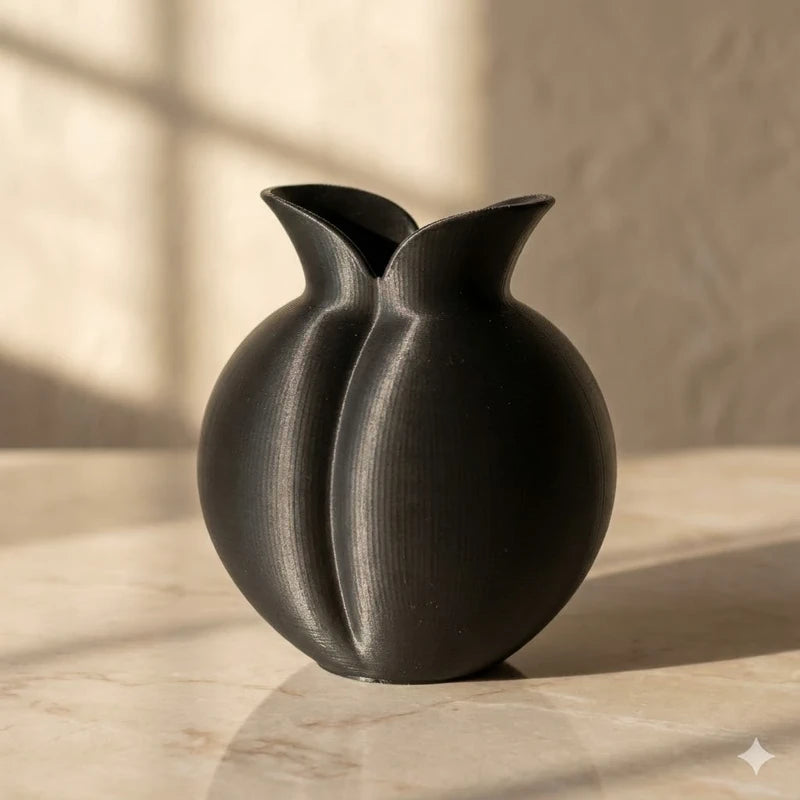 Vase, pot décoratif – Forme bouton de fleur noir moderne