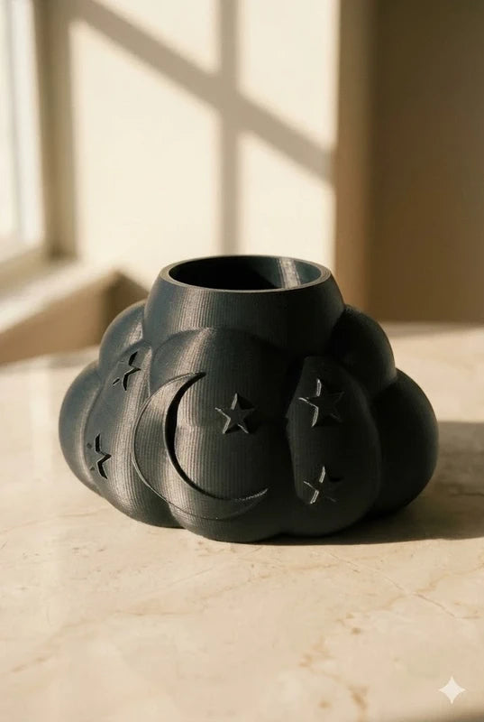 Vase, pot décoratif – Nuage céleste avec lune et étoiles