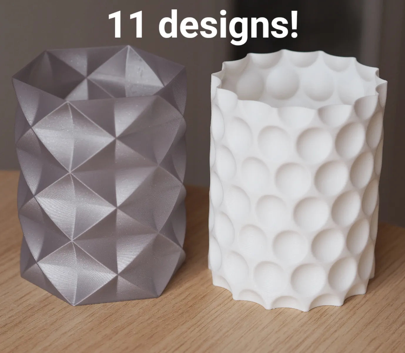 Série de Pots à Crayons Géométriques : 11 Designs (Modes Vase et Variantes Robustes)