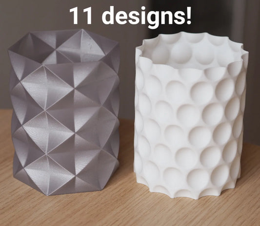 Série de Pots à Crayons Géométriques : 11 Designs (Modes Vase et Variantes Robustes)