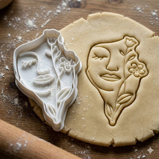 Emporte-pièce Visage de Femme avec Fleur