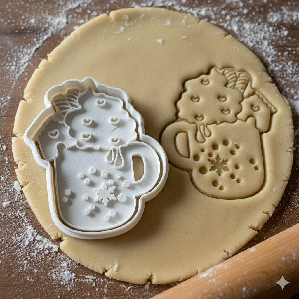 Emporte-pièce Mug de Noël - Découpoir Biscuit Chocolat Chaud Kawaii