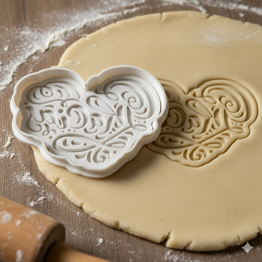 Emporte-pièce Cœur Décoratif Arabesque - Biscuits Élégants et Raffinés