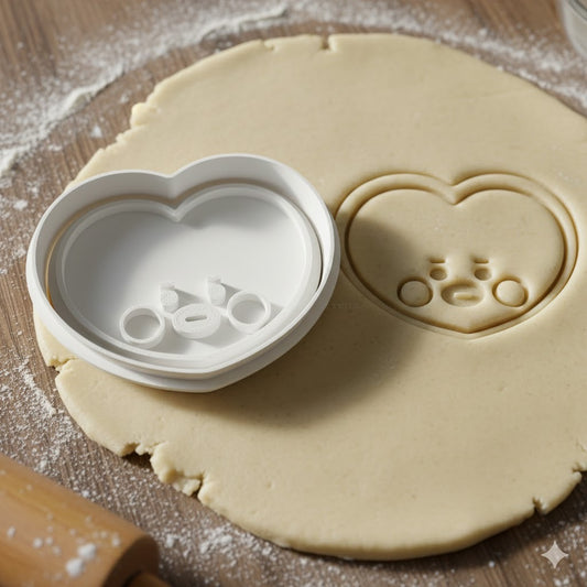 Emporte-pièce Cœur Kawaii - Découpoir Biscuit Visage Mignon