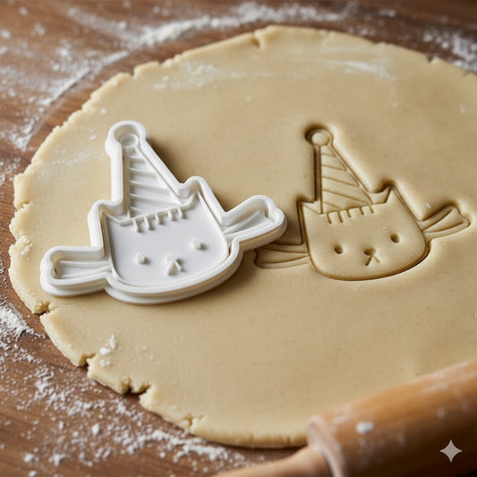 Emporte-pièce Chat Anniversaire - Découpoir Pâtisserie Kawaii
