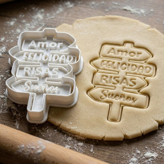 Emporte-pièce Amor Felicidad Risas Sueños - Panneau Directionnel Personnalisé