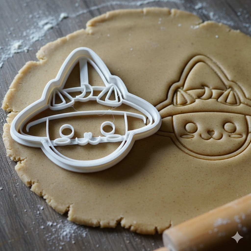 Emporte-pièce Chat Sorcier Kawaii - Découpoir Biscuit Halloween
