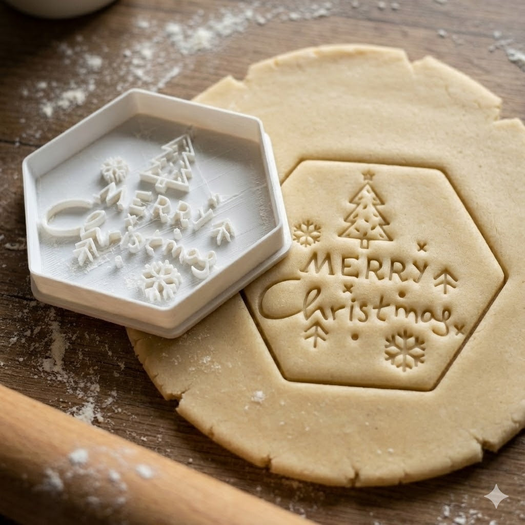 Emporte-pièce Merry Christmas hexagonal