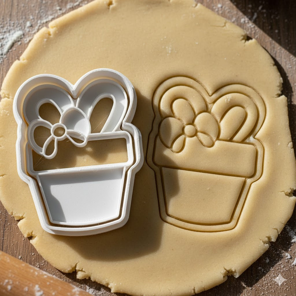 Emporte-pièce Lapin de Pâques dans Pot de Fleurs - Découpoir Biscuit Pâtisserie