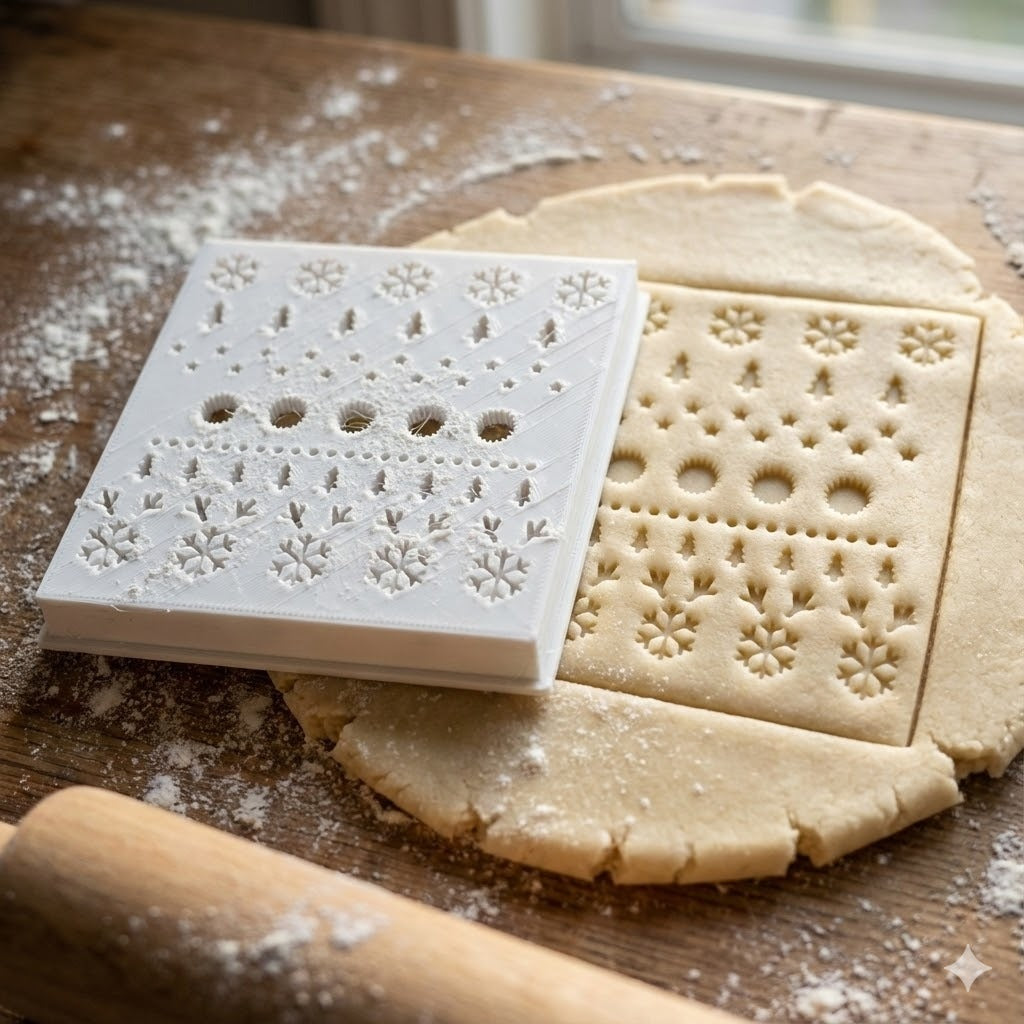 Emporte-Pièce Noël Multi-Motifs - Flocons, Sapins, Ronds - Plaque de Découpe Pâtisserie