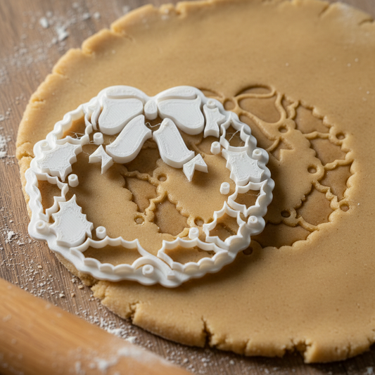 Emporte-pièce Couronne de Noël avec Nœud - Décoration Pâtisserie Festive
