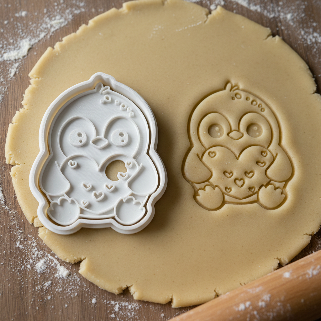 Emporte-pièce Pingouin avec Cœur - Découpoir Biscuit Pâtisserie