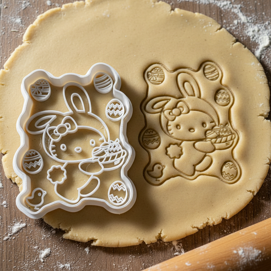 Emporte-pièce Hello Kitty Pâques - Découpoir Biscuit Lapin Œufs