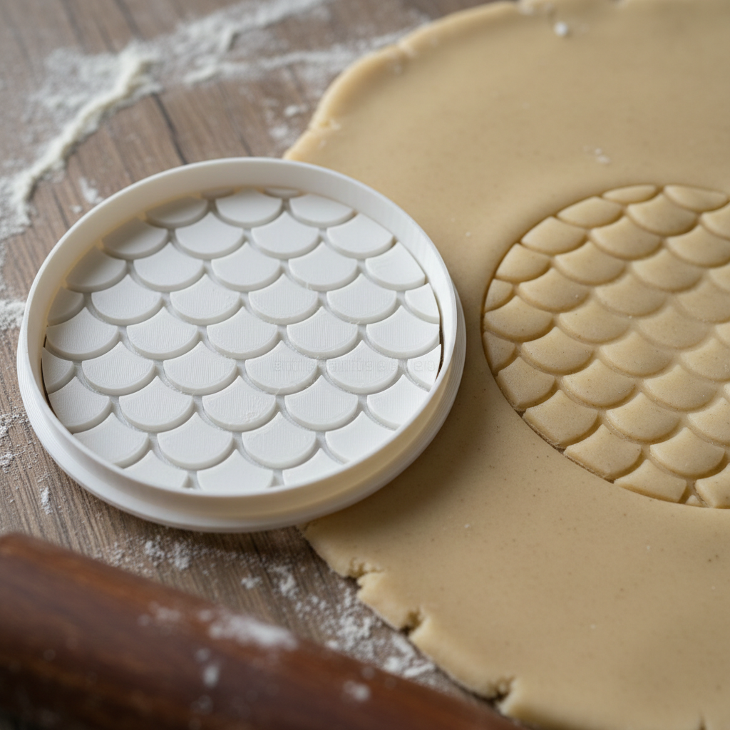 Coupe-Biscuit Motif Écailles - Emporte-Pièce Rond Texture Poisson