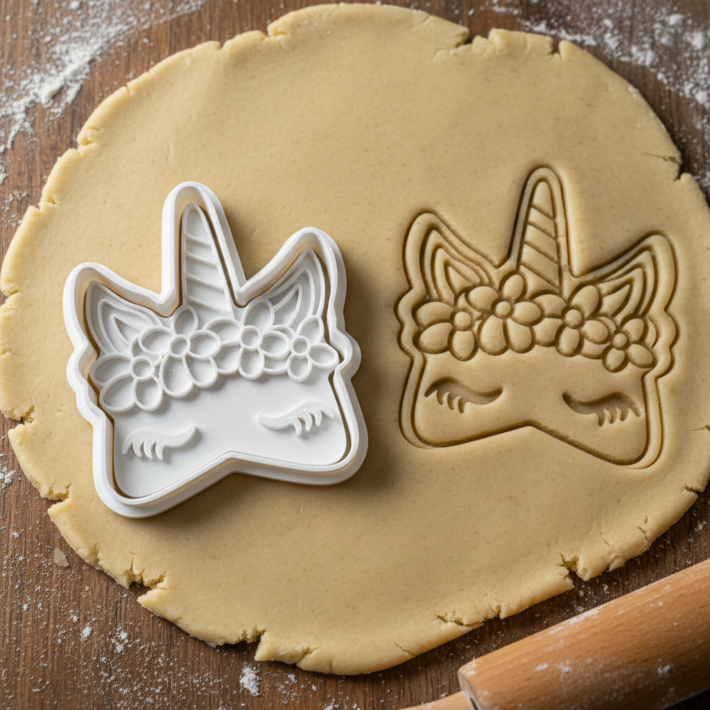 Emporte-Pièce Licorne avec Couronne de Fleurs - Découpoir Pâtisserie
