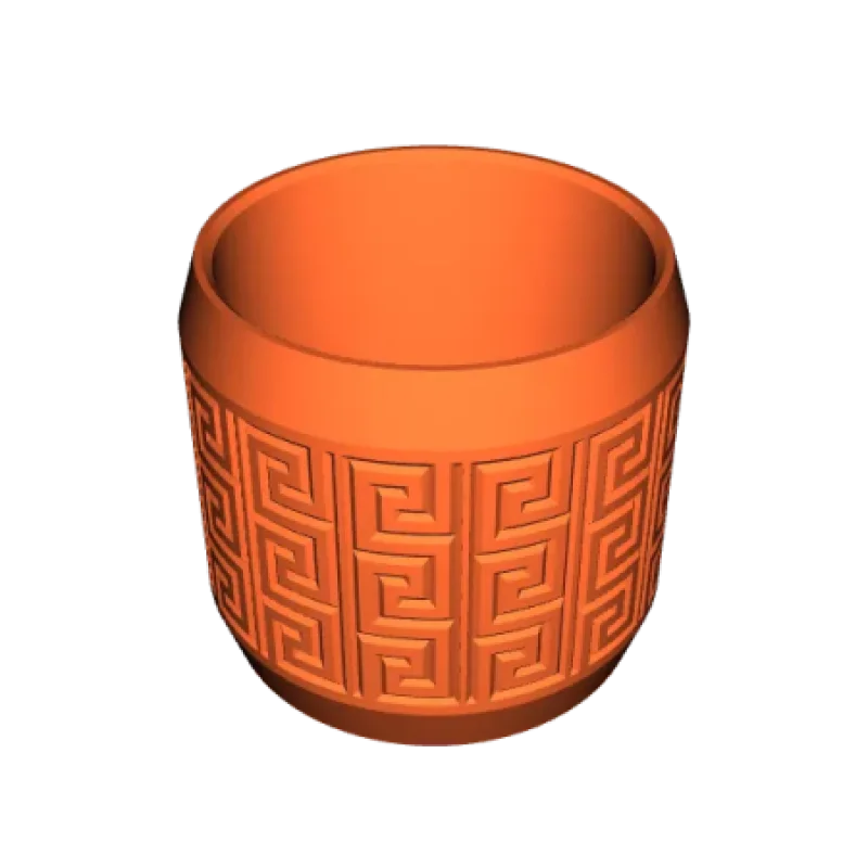 Aztec Pattern Debossed Planter Pot with Drainage Holes Drip Tray