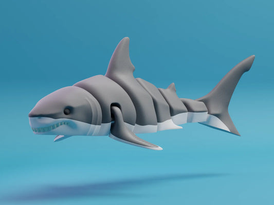Grand requin blanc articulé (unicolore & multicolore)