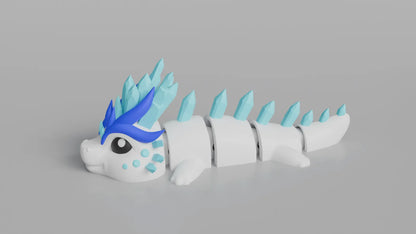 Dragon de Glace - Porte-clés dragon de glace à figurine articulée
