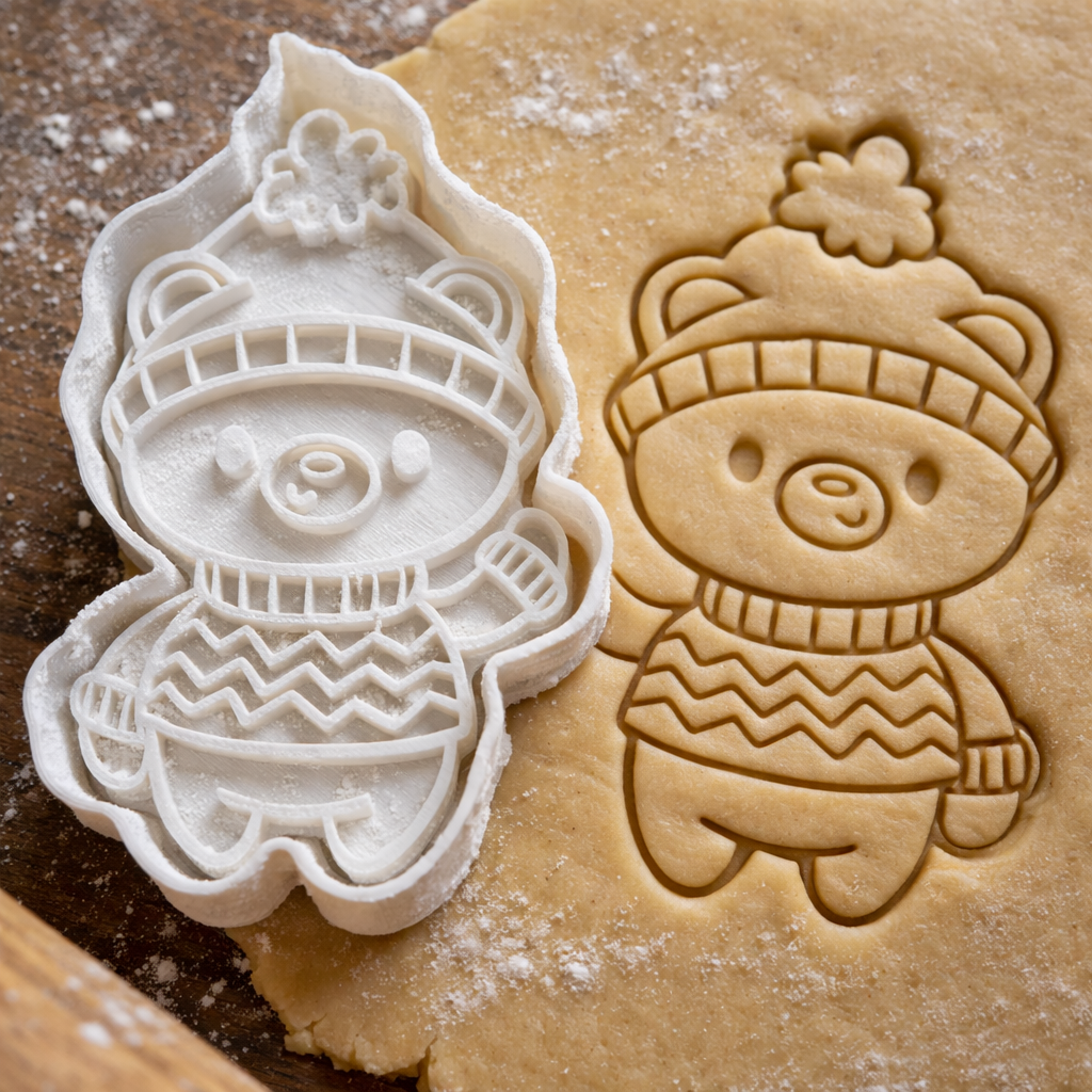 Emporte-pièce Ours Hiver avec Écharpe et Bonnet - Pâtisserie Noël