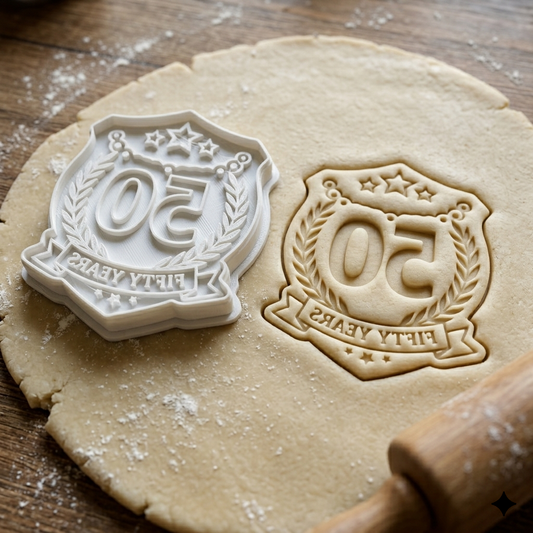 Emporte-pièce 50 Ans Anniversaire - Blason Couronne de Laurier