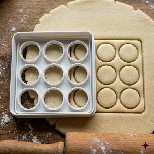 Emporte-pièce 9 cercles en grille pour biscuits ronds