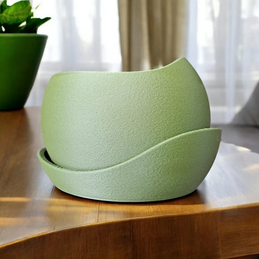 Pot de Fleurs en Peau Requin - Soucoupe Élégante pour Décoration et Style