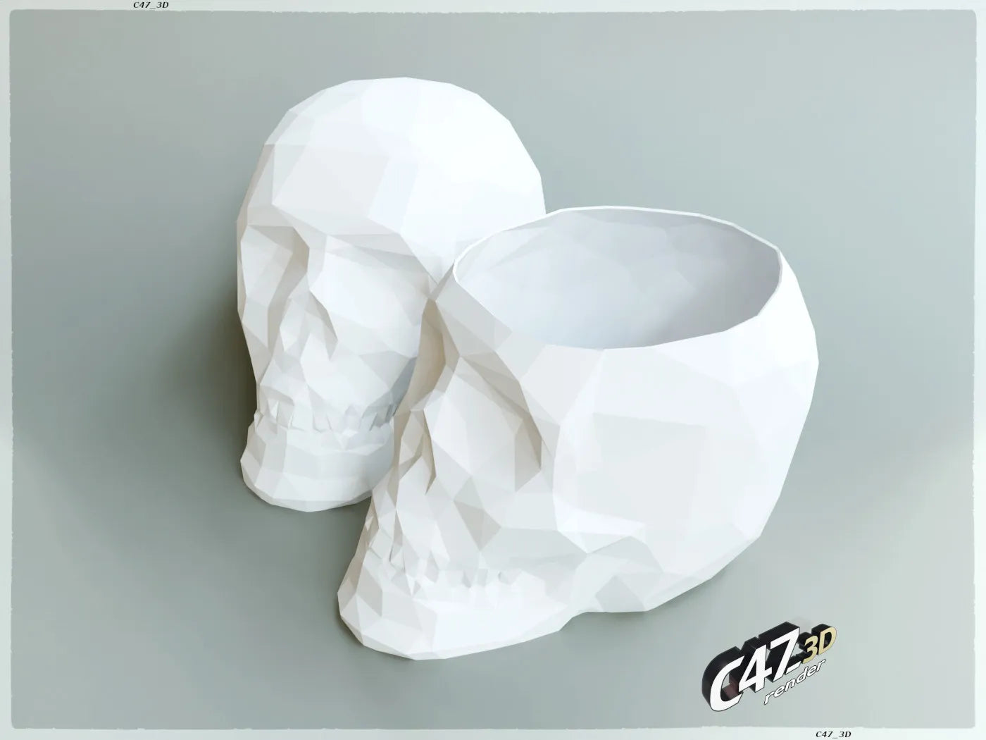 Vase Crâne Low-Poly