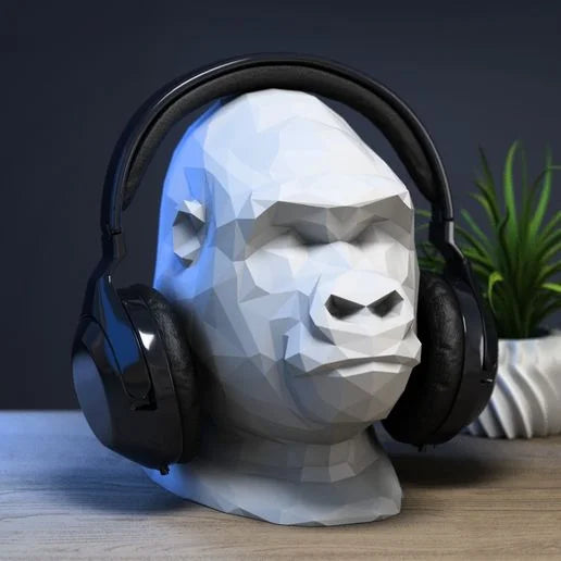 Support casque gorille low-poly Support casque cyborg Cadeau parfait pour gamer Cadeau pour fans de science-fiction
