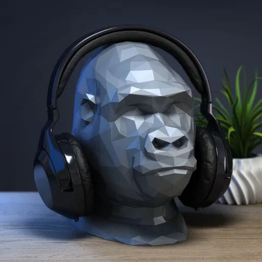 Support casque gorille low-poly Support casque cyborg Cadeau parfait pour gamer Cadeau pour fans de science-fiction