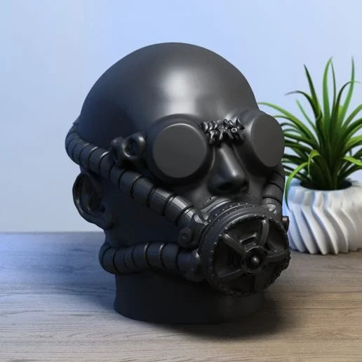 Support casque tête humaine avec masque Support casque cyborg Cadeau parfait pour gamer Cadeau pour fans