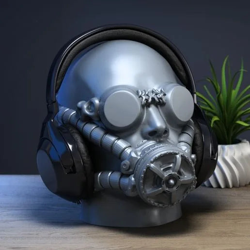Support casque tête humaine avec masque Support casque cyborg Cadeau parfait pour gamer Cadeau pour fans