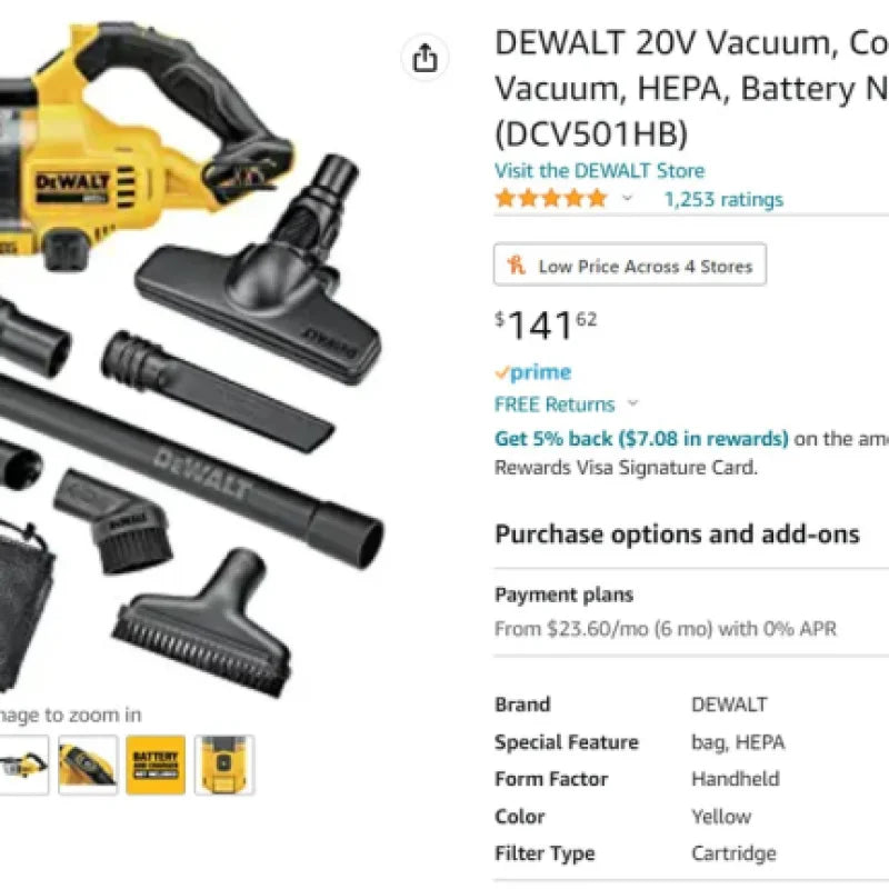 Support mural pour aspirateur à bâton Dewalt