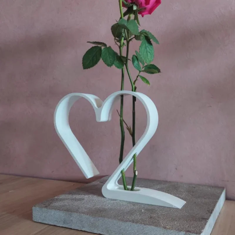 Valentine Minimalist Dual Rose Heart Vase