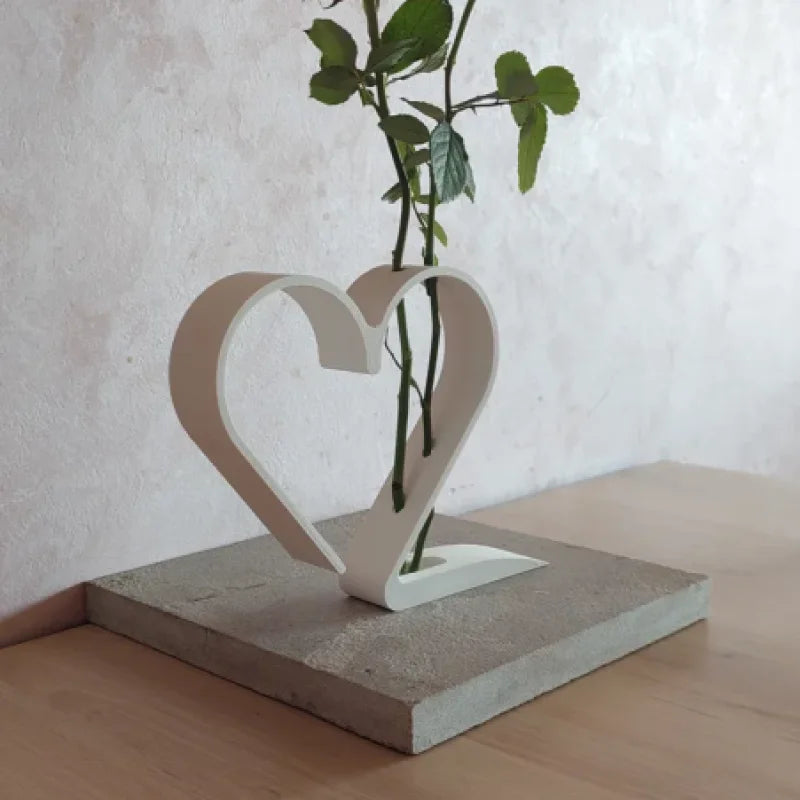 Valentine Minimalist Dual Rose Heart Vase